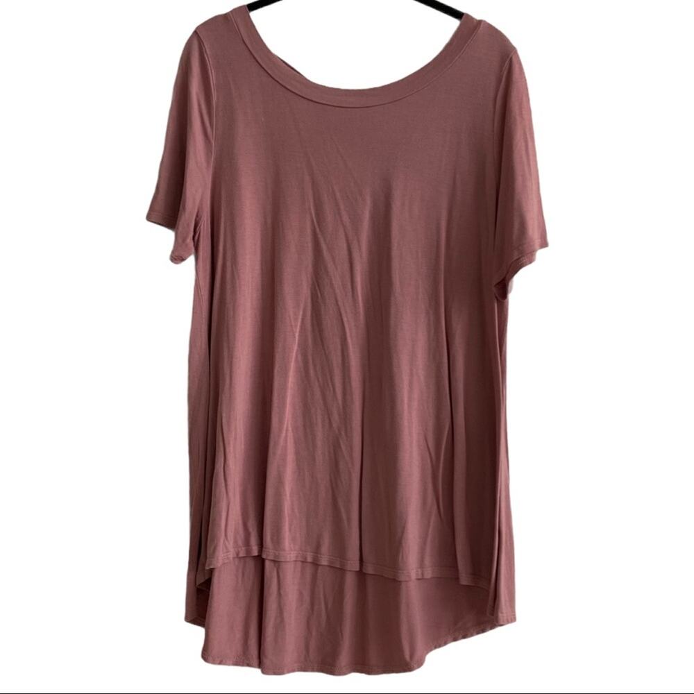 White Birch Dusty Rose Crisscross Short Sleeve Top Women's Size Large